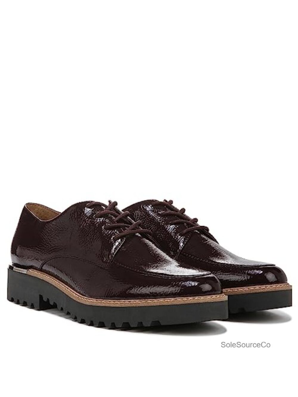 Faux Leather Lace-Up Oxford Block Heel Casual Shoes